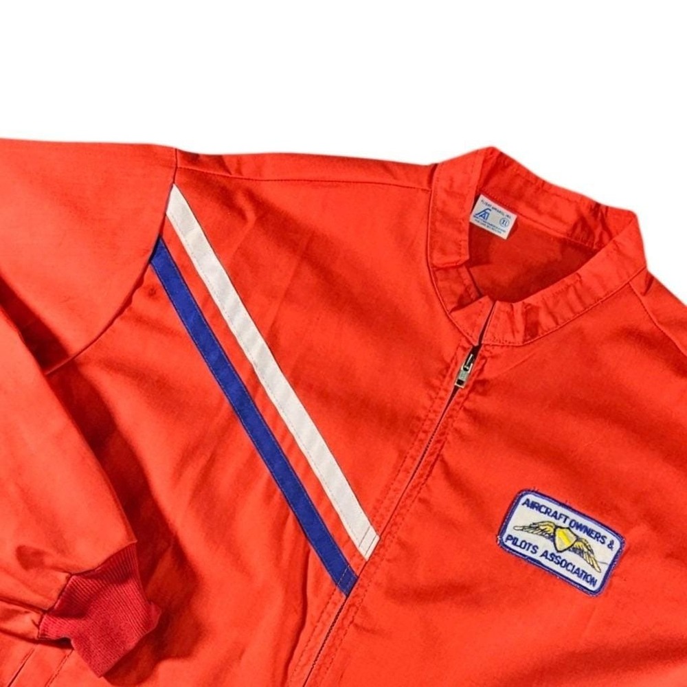 Vintage 70s/80s AOPA Pilot Jacket XL Red Flight Apparel Inc‎ Member Windbreaker